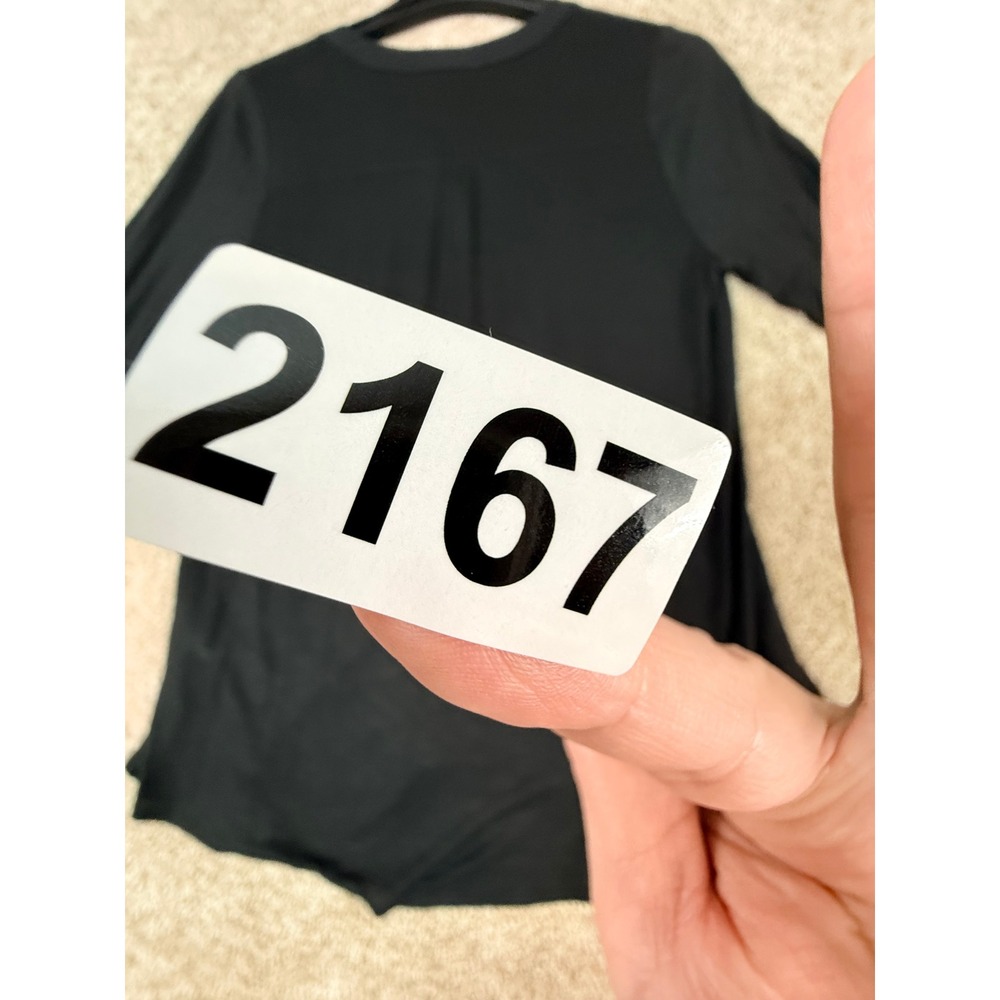 White House Black Market Black Rayon Slub Henley High-Low Top Womens Large L - Picture 10 of 10